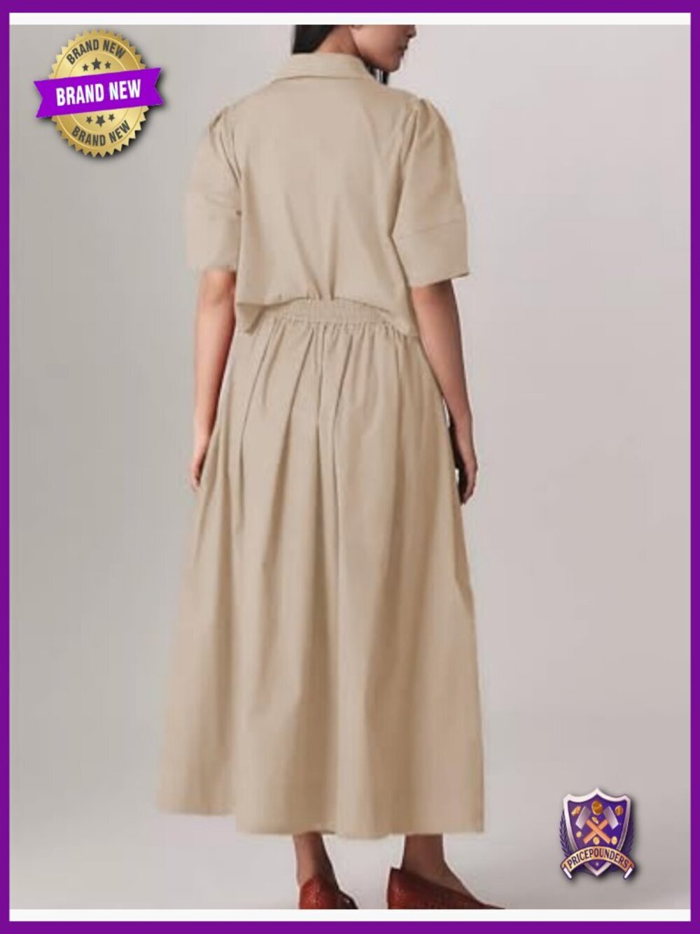 2 Piece Outfits Skirt Sets Short Sleeve Tops Elastic Waist Maxi Dress Sets with - Picture 3 of 4